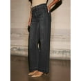 thumbnail image 4 of Women'S Wide Leg Jeans High Waisted Straight Leg Stretchy Denim Pants with Pockets Black L, 4 of 8