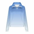 thumbnail image 5 of Ecqkame Women's Stand Collar Sweatshirts Fashion Printed Quarter Zip Long Sleeve Hoodless Sweatshirt Leisure Loose Pullover Top Light Blue XXL, 5 of 5