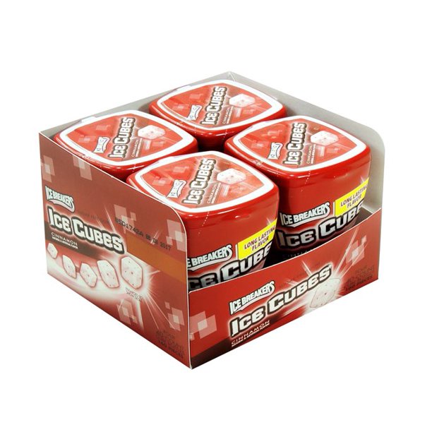 Ice Breakers Ice Cubes Sugar Free Gum, Cinnamon 40 count Pack of 4
