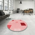 thumbnail image 4 of Ahgly Company Machine Washable Indoor Round Transitional Pink Area Rugs, 6' Round, 4 of 7