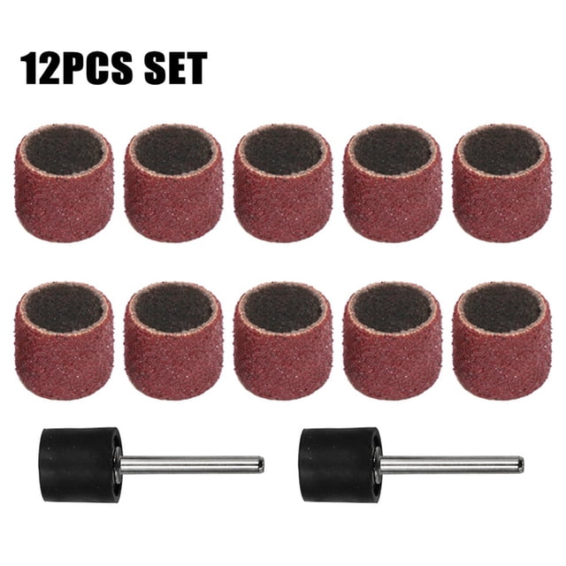 Lefu 12Pcs Sanding Ring with Rod Abrasive Rotary Tool Kit Sanding Drum Grinding Head