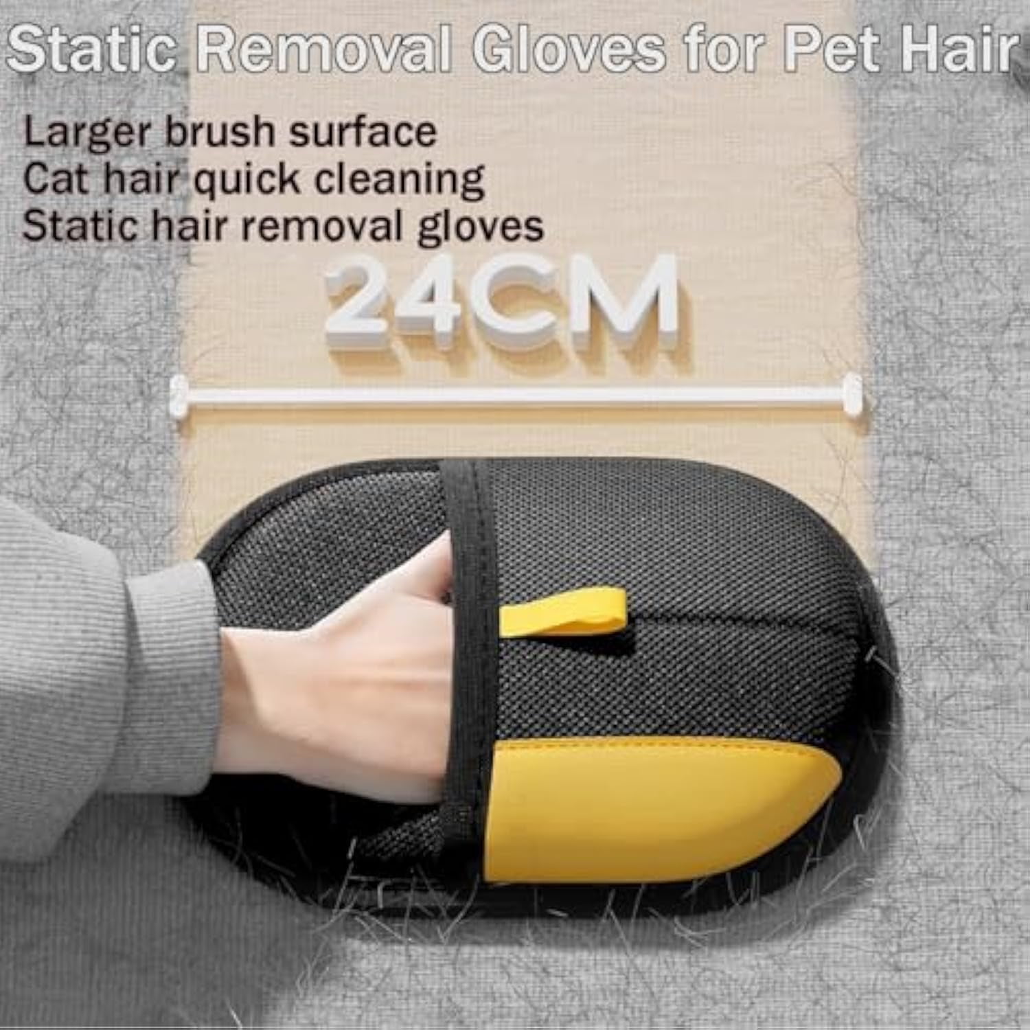Yomi Pet Hair Remover Glove, Electrostatic Pet Hair Removal Gloves, Reusable Cat & Dog Hair Remover, for Couch, Furniture, Carpet, Car Seat (1 Pcs)