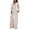 Beige, variant on Hvobtty Women Casual Long Sleeve V-Neck Blouses Sets, Fashion Women's Casual Solid Long Sleeve V-Neck Blouses JumpSets