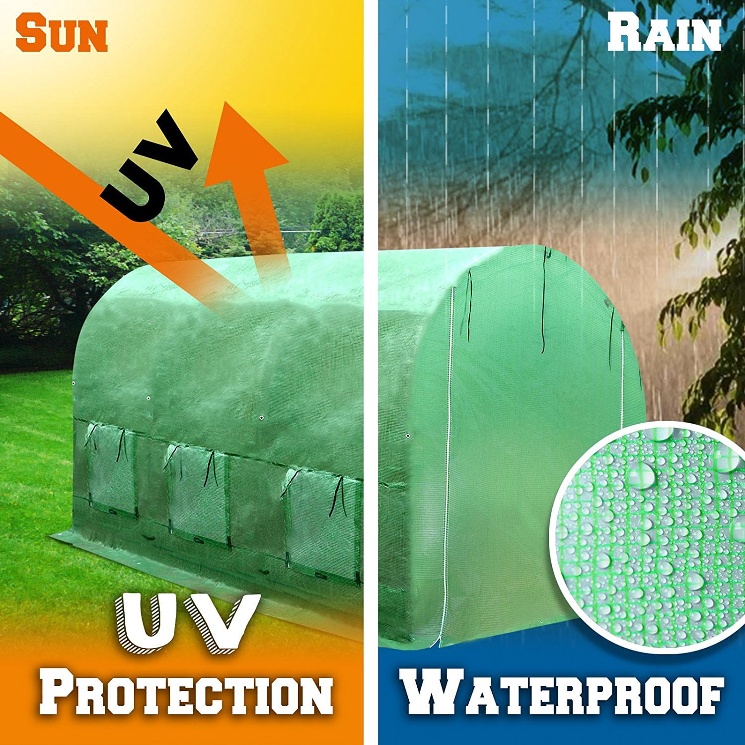 SUNNY Replacement Cover Canopy for Hot Green House 12'X7'X7' Larger Walk in Outdoor Plant Gardening Greenhouse Plant Protector (Frame not Include) Color: Green