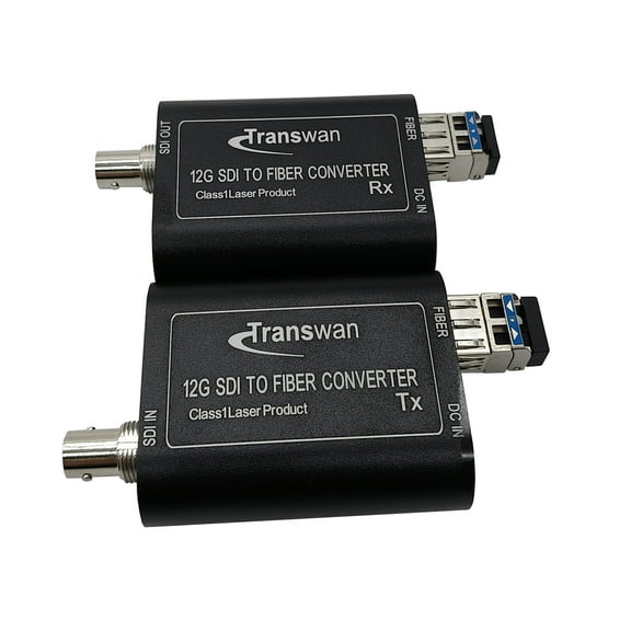 Transwan 12G-SDI Over Optic Fiber Extender with 12G-SDI SFP Module, 4K SDI Fiber Optical Converter Over Single-Mode Fiber 10 Km (6.2 Mile), Comply w/ SMPTE ST-2082, Supports 2160 P60 Format