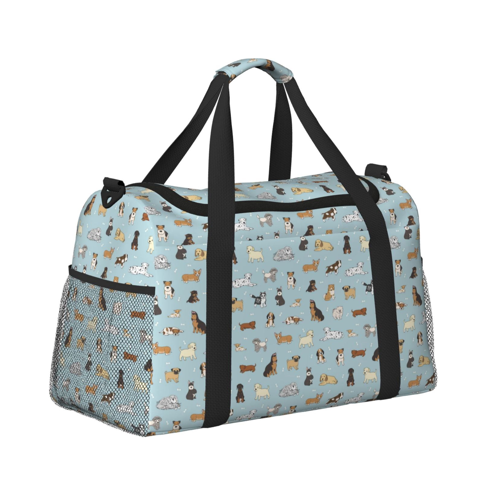 Fuzoiu Cartoon Doodle Puppy Print Travel Duffle Bag,Carry On Tote Bags,Duffel Bag,Sport Gym Bag, Hospital Bag for Labor and Delivery, Overnight Bag,Luggage Bag