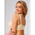 thumbnail image 3 of INSPIRE CHIC Women's Lace Front Zipper Closure Wireless Bra Push Up Full Coverage Lightly Padded Lingerie S Beige, 3 of 5