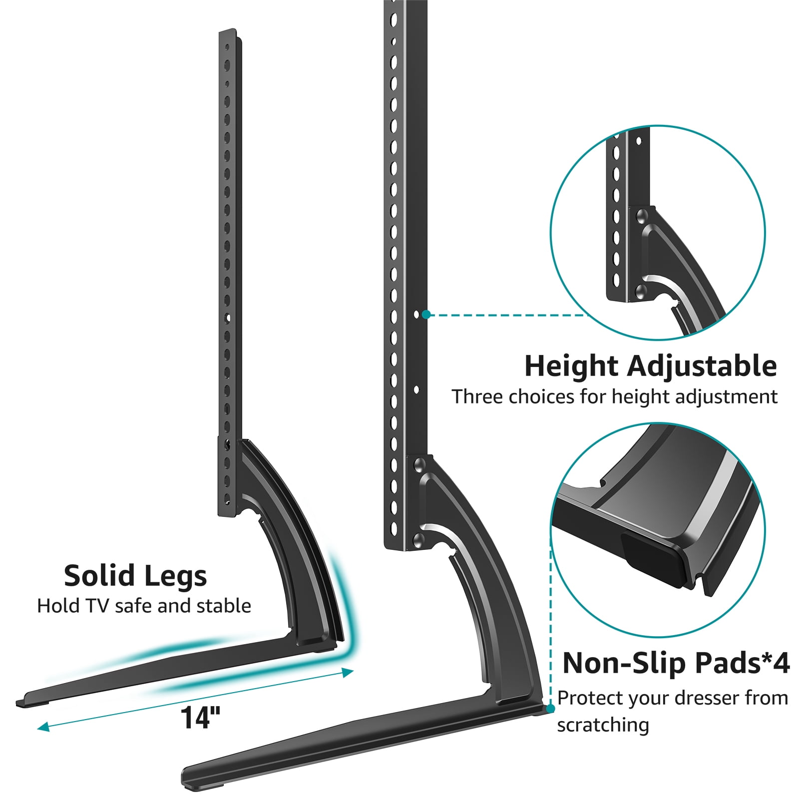 MOUNT PRO Universal Table Top TV Stand for Most 27 to 55 inch Screens, Premium Metal TV Legs Holds up to 88 lbs, Max VESA 800x400mm