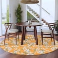 thumbnail image 3 of Spring Botanical Round Area Rug 8Ft Washable Large Circle Rugs for Living Room Dorm, Watercolor Floral Flowers Botanical Yellow Non-Slip Carpet Floor Mats Indoor Outdoor Carpet Runner Home Decor, 3 of 8