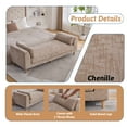 thumbnail image 6 of MDAQMD End Of The Bed Bench Chenille Chaise Chair with Armrests 2 Pillows Solid wood legs Upholstered Bedroom Benches Bench for living room Apartment Guest Room Wheat, 6 of 8