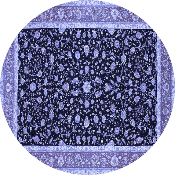 Ahgly Company Machine Washable Indoor Round Persian Blue Traditional Area Rugs, 6' Round