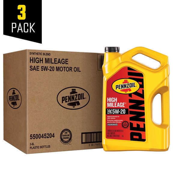Huile moteur Pennzoil Kilométrage élevé 5W-20, 5 litres (caisse de 3)