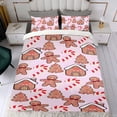 thumbnail image 4 of Hombre de Pan de Jengibre Conjunto de sábanas temático, trío de piezas, cómodo y amigable con la piel, diseño único, regalo de decoración para el hogar para familiares, amigos y fans,135cm *200cm, 4 of 6