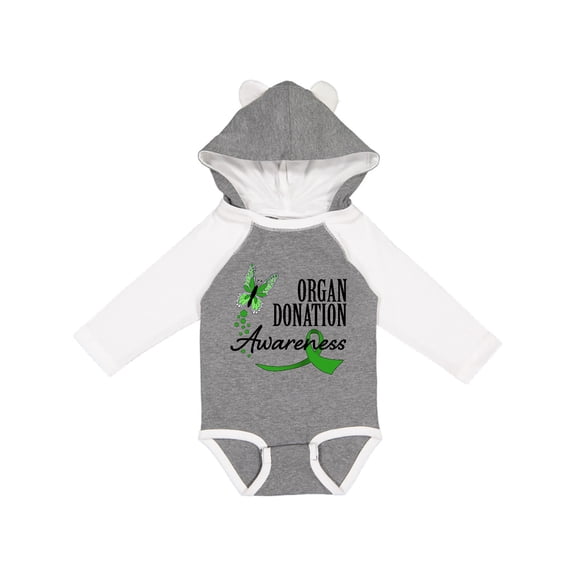 Inktastic Organ Donation awareness- butterfly green ribbon Boys or Girls Long Sleeve Baby Bodysuit