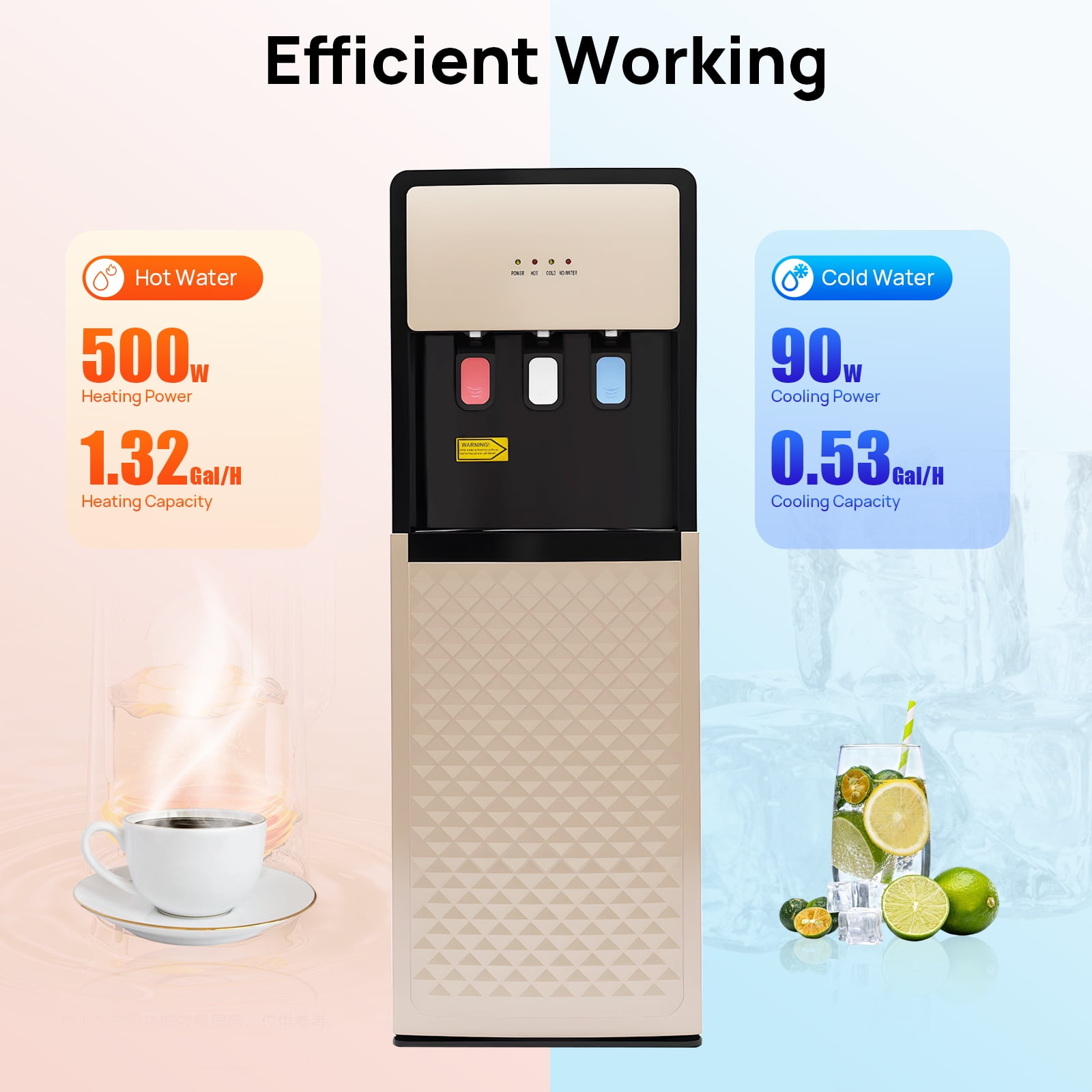 Bottom Loading Water Cooler Dispenser with Hot, Cold, and Room Temperature Anti-heating Device Overheating Protection Water Shortage Alarm