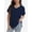 Navy Blue, variant on Women's Casual V-Neck Tee Loose Fit Rolled Sleeve Tunic Tops with Side Split Black XXL