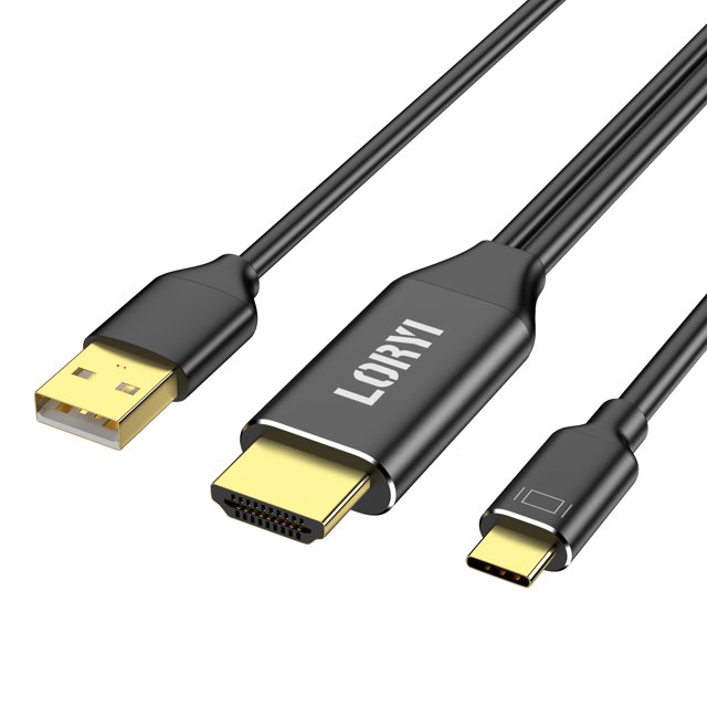 Cable HDMI a USB C 4K @60Hz Loryi de 2 m con alimentación USB para MacBook Pro