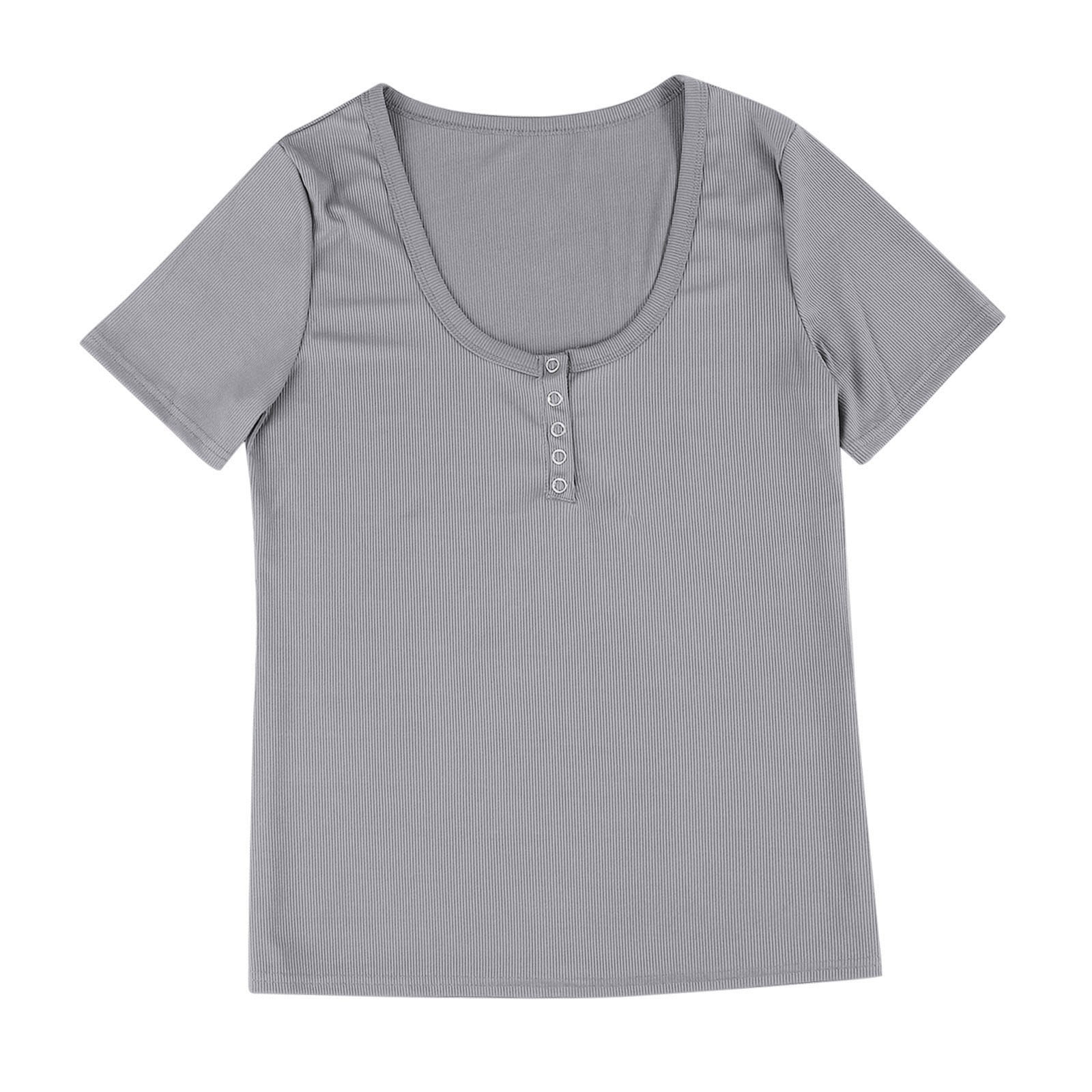 CieKen Women Basic Sexy Low Cut Button Down Tight Slim Fitted Tee Tops T  Shirts T-shirt for women