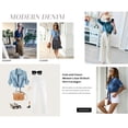 thumbnail image 6 of Womens 3/4 Sleeve Modern Denim Crop Top Tie Knot Shirt Cardigan, 6 of 7