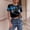 Blue, variant on Womens Summer Tops Womens Summer Tops Women Halloween Gothic Skeleton Print Distressed Crop Top Short Sleeve Round Neck Casual Tee For Fall Spring L