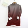 thumbnail image 6 of Women's Plus Size Mock Neck Pullover, Gradient Color Thermal Lined Sweatshirt, Soft Fleece Crewneck Long Sleeve Top, Comfortable Loungewear for Casual Winter Wear and Home Relaxation Wine S, 6 of 6