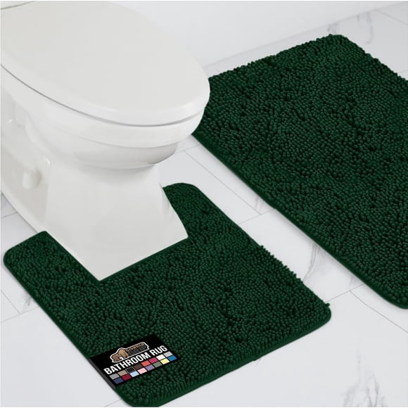 Juego de alfombras de baño GORILLA GRIP Soft Chenille de 2 piezas Hunter