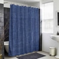 thumbnail image 6 of Xipuska Vintage Navy Blue Shower Curtain - Water Repellent Fabric Shower Curtains Washable, Farmhouse Retro Dark Solid Color Linen Texture Decorative Cloth Bathroom Curtains Modern Bath Decor 72"x78", 6 of 6