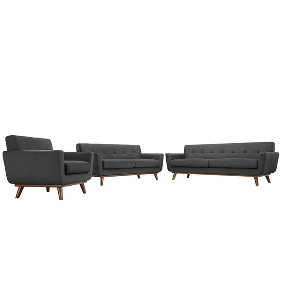 Modway Engage Sofa Loveseat and Armchair Set of 3 in Gray