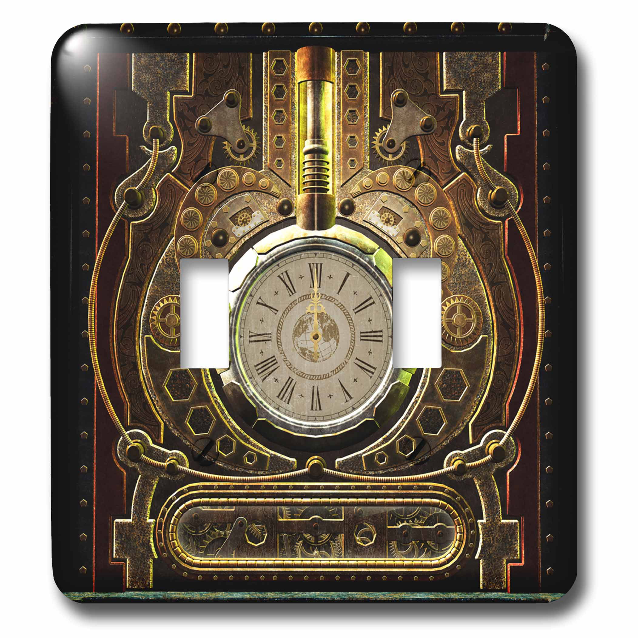 3drose Amazing Clockwork Steampunk Design Double Toggle Switch
