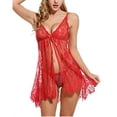thumbnail image 1 of Gibobby Conjuntos de bragas de encaje Lencería sexy para mujer, camisón de encaje con camisola de encaje para mujer lencería(Rojo, CH), 1 of 4