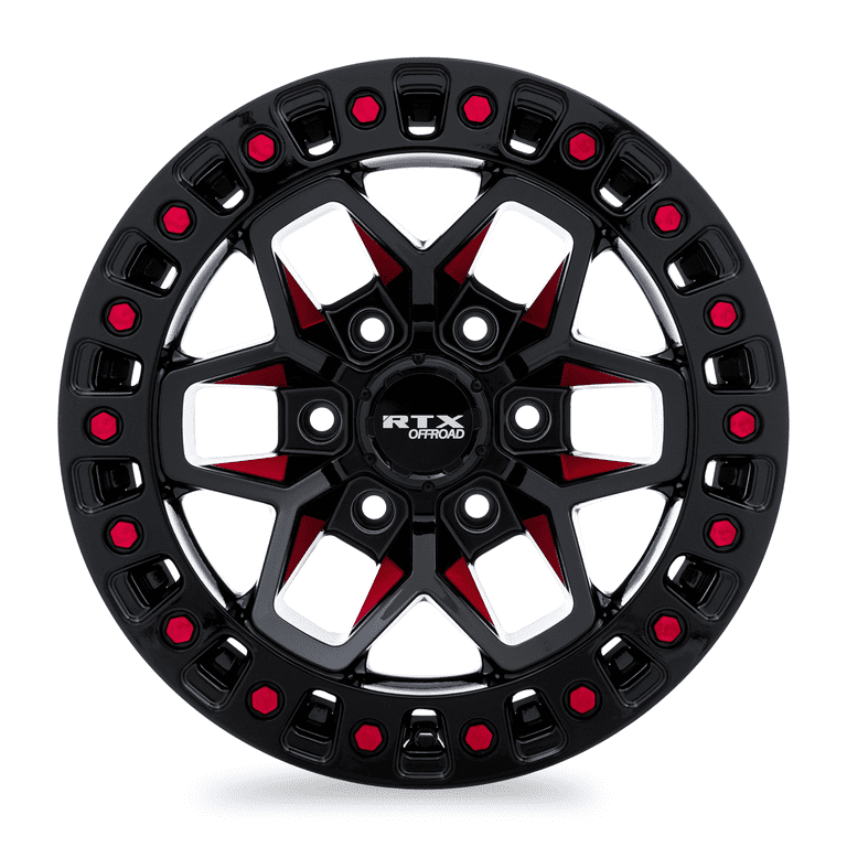 RTX, Off-Road Wheel, 6x139.7 ET0 CB106.1, Red Gloss Black Milled