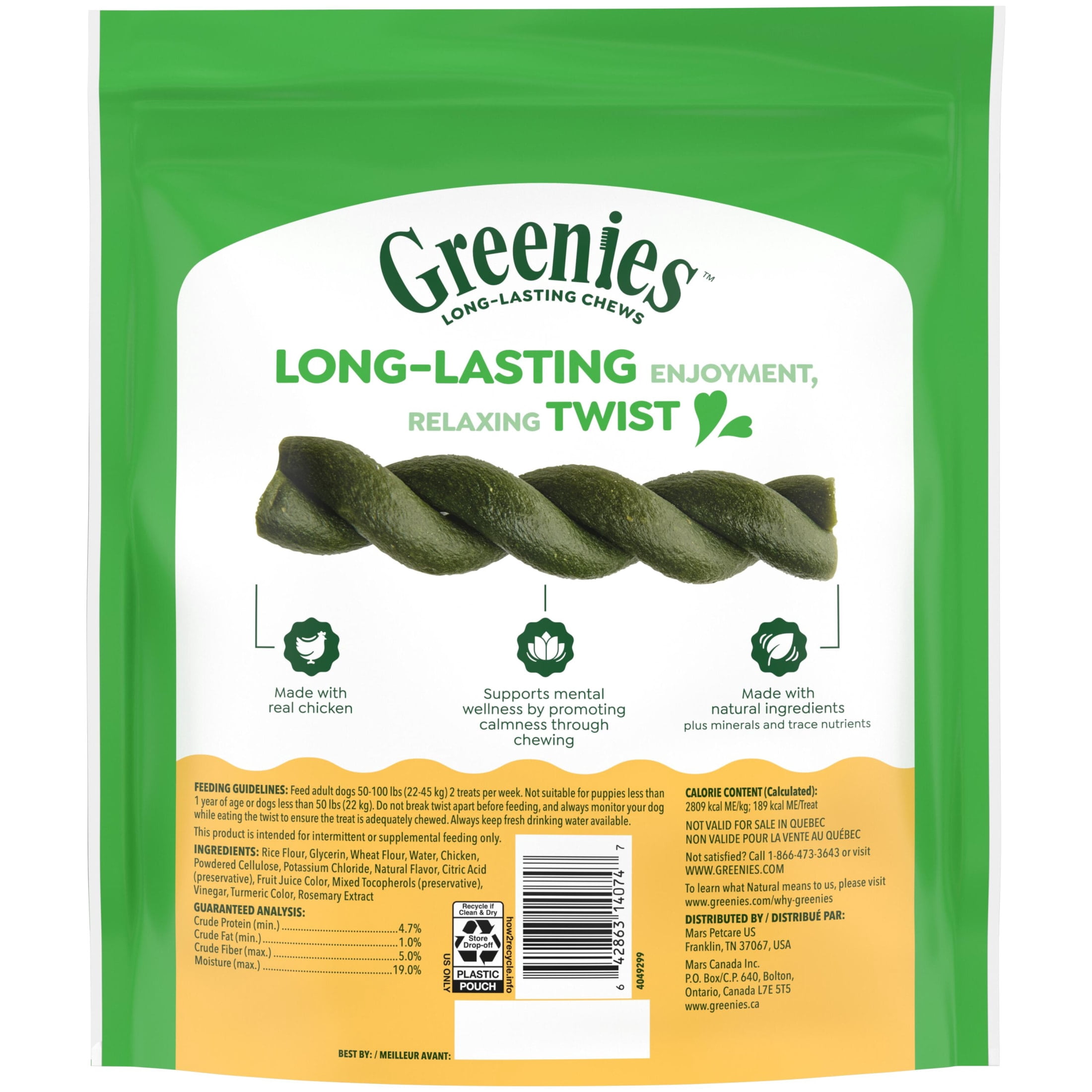 Greenies Occupy Twists Natural Dog Treats Large Breed, Chicken Flavor, 17.1 oz. Pack, 8 Count