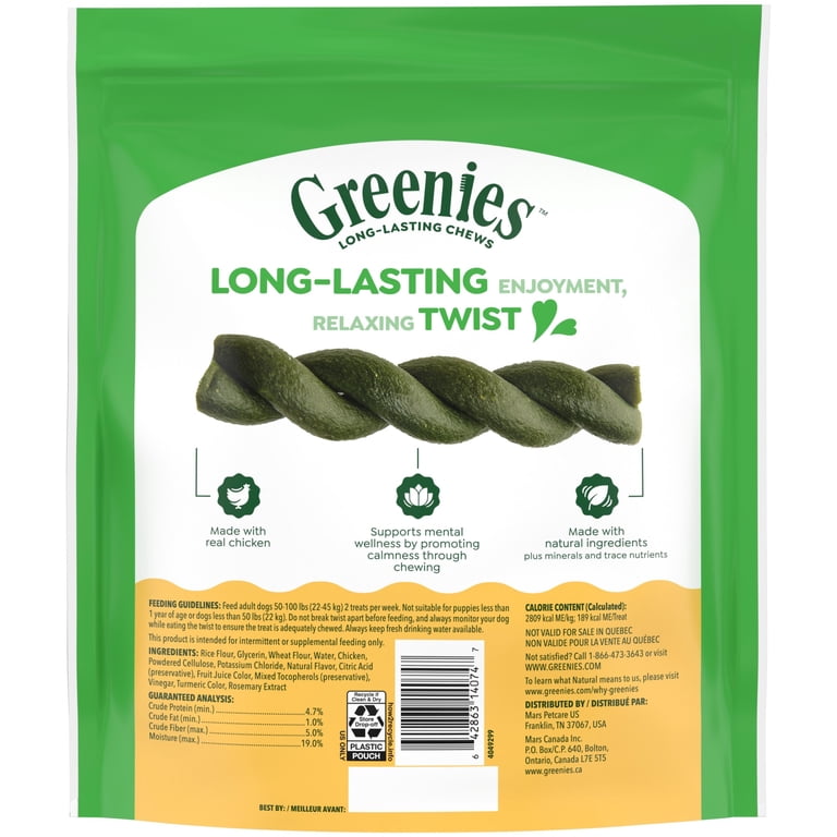 Greenies Occupy Twists Natural Dog Treats Large Breed, Chicken