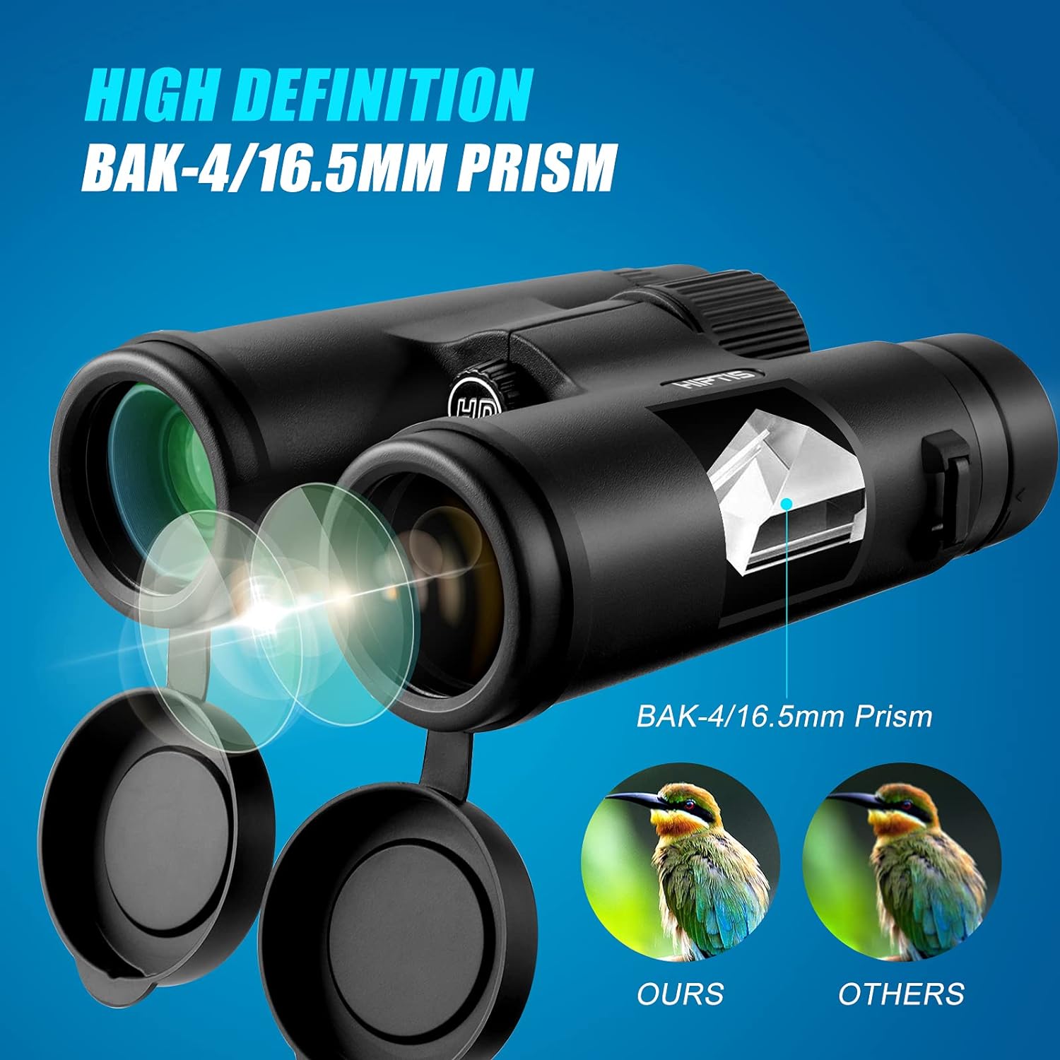 HIPTIS Professional 12x42mm Binoculars with Night Vision for Hunting and Birding