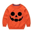 thumbnail image 4 of Odeerbi Kids Girls Crewneck Sweatshirts Halloween Pullover Sweatshirts Children's Fall Winter Sweatshirt Heart Print Long Sleeve Sweater Top Orange, 4 of 5
