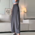 thumbnail image 2 of Lenpel Women's Casual Pants Elastic High Waisted Fold Pleated Palazzo Trousers Loose Lightweight Summer Lounge Pants, 2 of 6