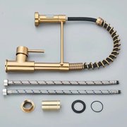 Brushed Gold Kitchen Faucet with Pull Down Sprayer Single Handle Spring Faucet