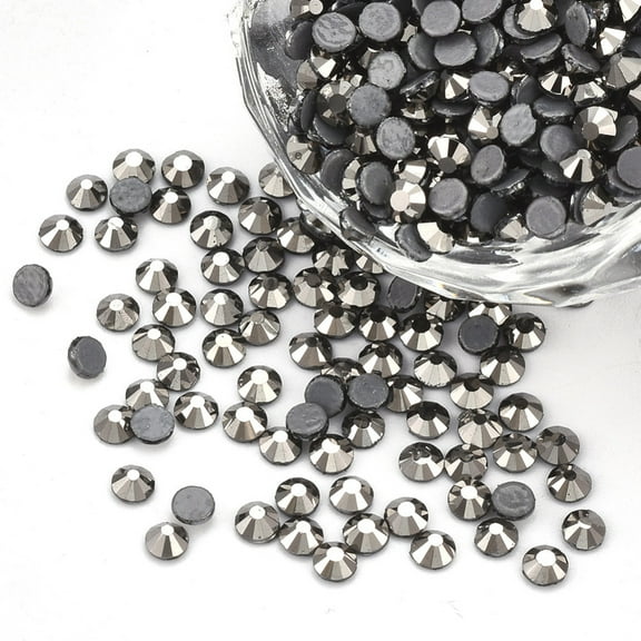 1bag Hotfix Rhinestone Glass Rhinestone Flat Back Cabochons Half Round Hematite SS10 2.7~2.8x1mm about 1440pcs/bag