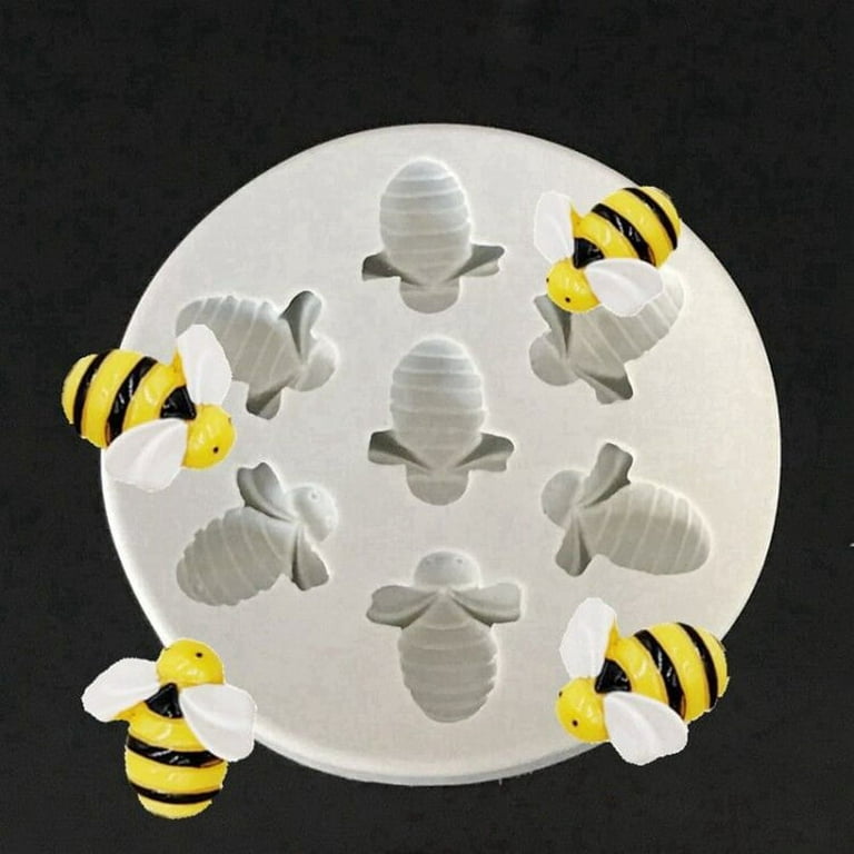 7 Cavity Bee Fondant Molds Flower Silicone Mold DIY Soap Mould 3D Bee Day  Beehive Honeycomb Candy Cookies Baking Tool Kitchen Accessories 