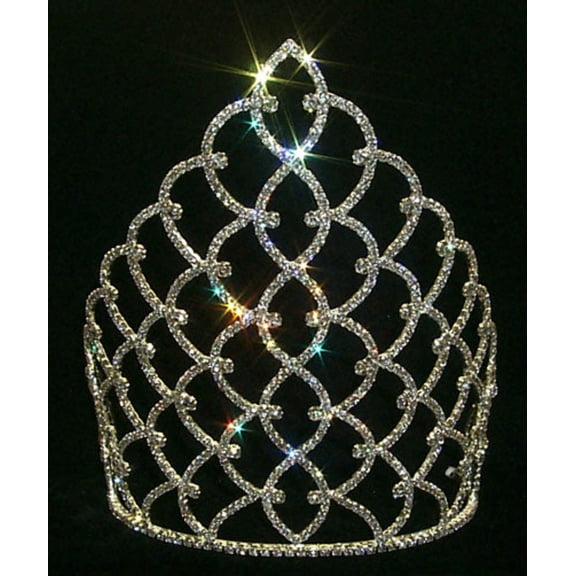 10" Traditional Rhinestone Queen Crown - Silver #11185S