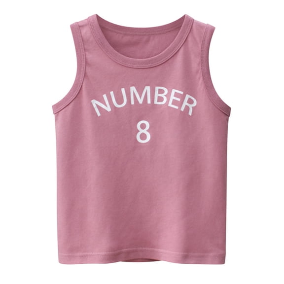 Generic Toddler Kids Baby Boys Girls Letter Number 8 Sleeveless Crewneck Vest T Shirts Tops Tee Clothes For Children