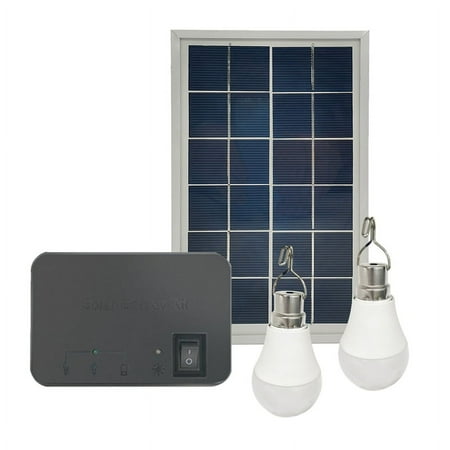 

Camping Solar Panel Light 2 Bulb Set Solar Charger Energy Saving Solar Light Outdoor Indoor Rechargeable LED Light(A)