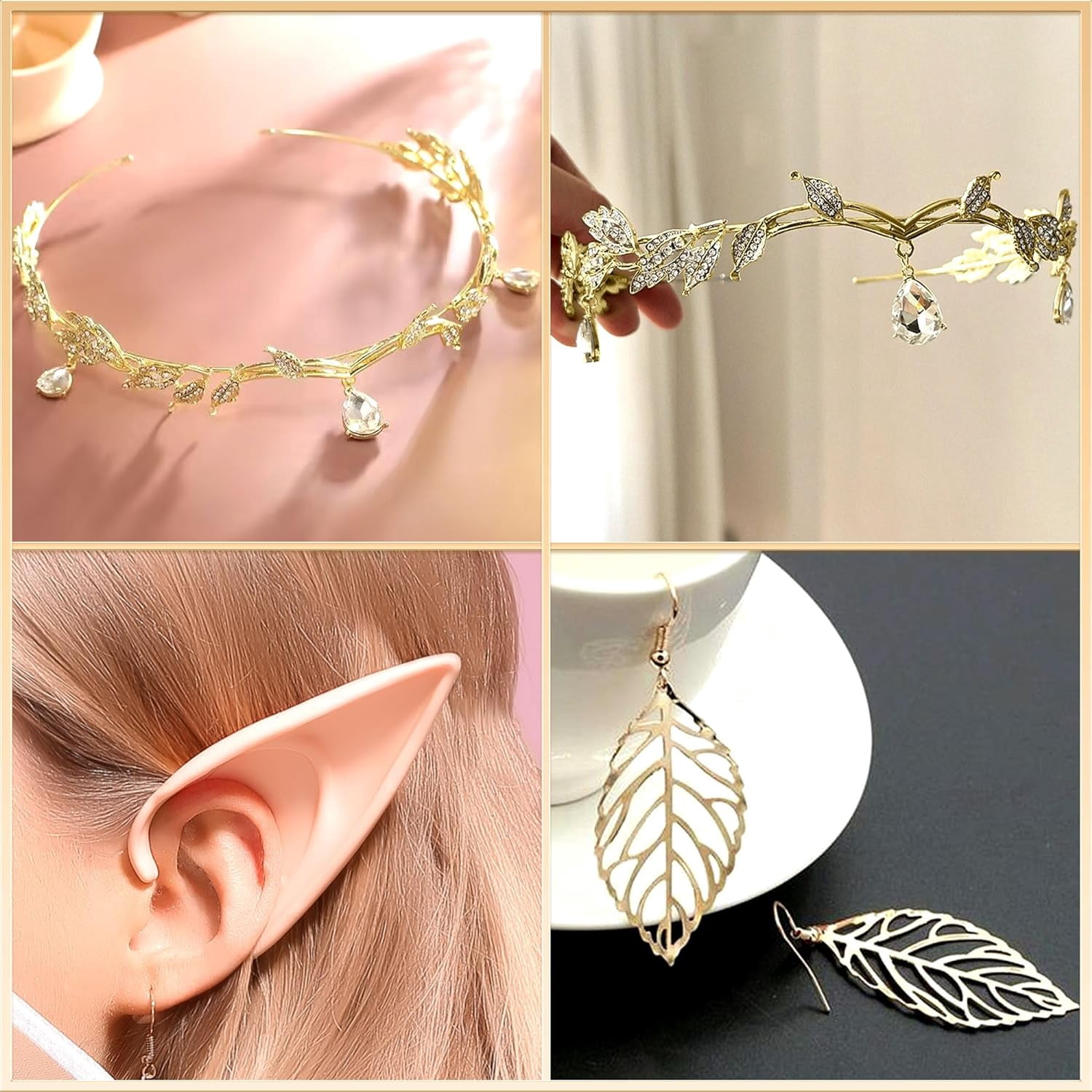 ANBALA Rhinestone Fairy Crown – Elfenkrone Mit Kristall-Strass, Silber/gold, Für Cosplay & Renaissance