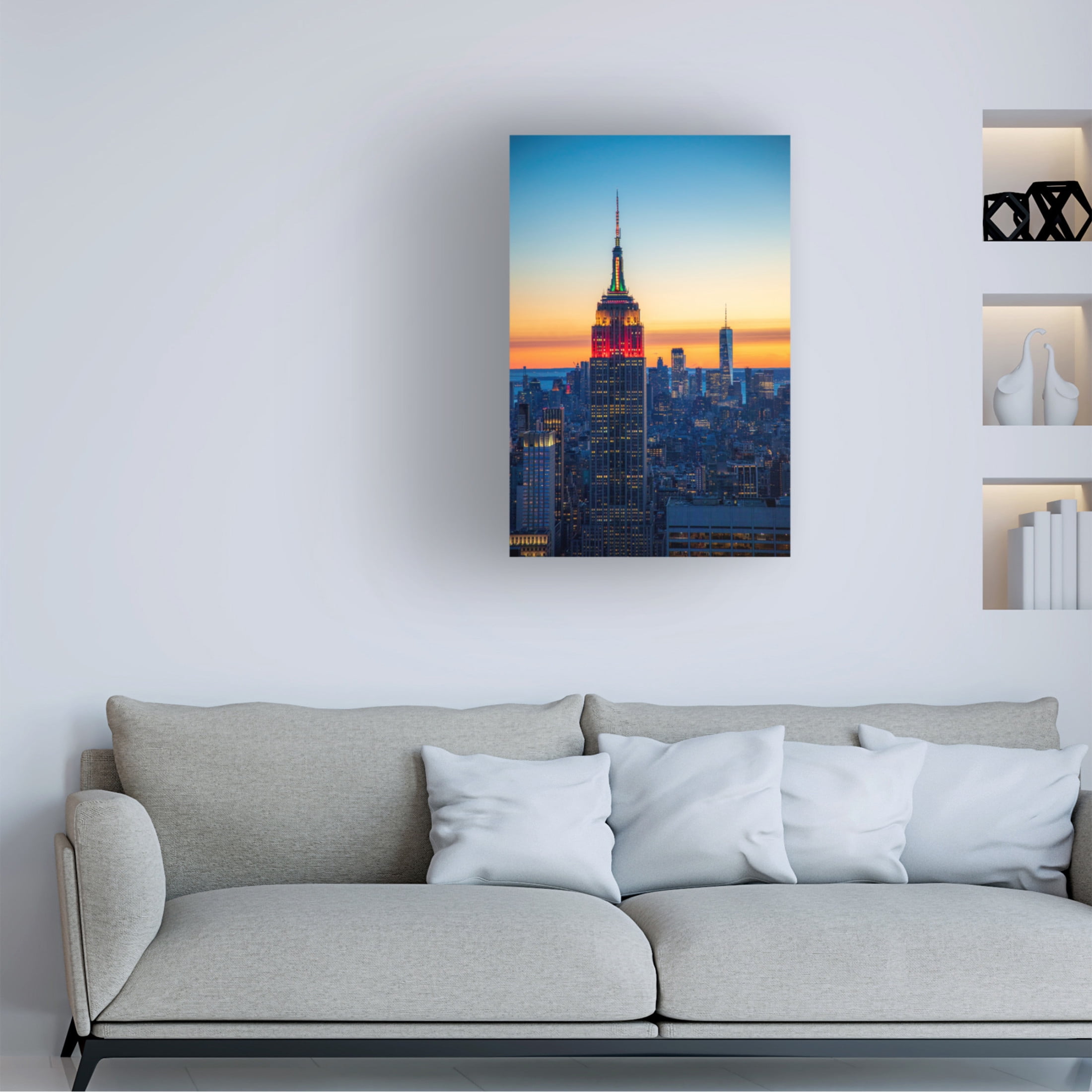 Canvas Wall Art - Danny Gao 'Blue Manhattan' Wall Art for Living Room, Bedroom, or Office Décor by Trademark Fine Art - 22 x 32 Inches