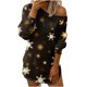 thumbnail image 5 of Camiseta sin tirantes de manga larga con cuello sesgado suelto con estampado navideño para mujer Fridja  FKASFK943, 5 of 8