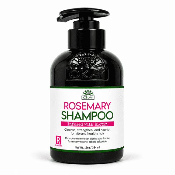OKAY Rosemary Shampoo with Biotin 12 oz – Strengthening Hair Shampoo for Hair Growth, Moisture & Frizz Control