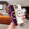thumbnail image 5 of Feishell for Apple iPhone 12 Pro (6.1 inch) Cute Love Heart Pattern Phone Case for Women Girls,Compatible with Magsafe Charging,Luxury Plating Edge Soft Silicone Shockproof Slim Phone Case,Darkpurple, 5 of 6
