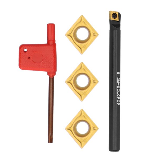 Portaherramientas Y Juego De Cuchillas Ccmt09T30 Herramienta De Torneado Cnc Portaherramientas De Torneado Para Mecanizado De Piezas De Acero Y Acero Inoxidable,5 Uds S12M-Sclcr09 Moyic TO004191-00