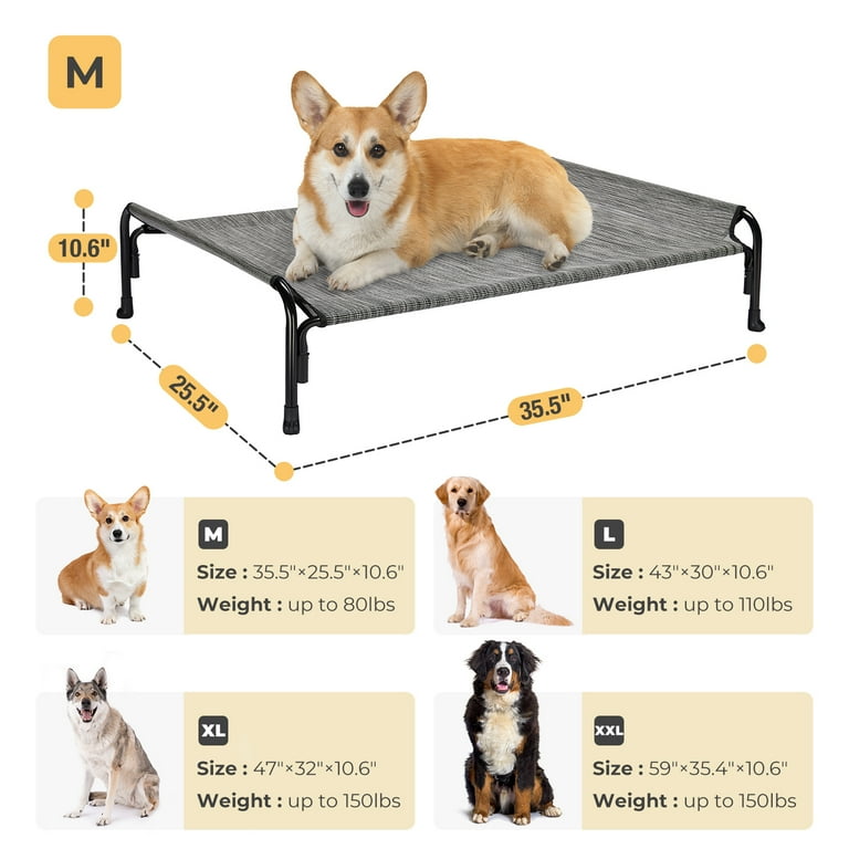 Veehoo Cooling Elevated Dog Bed Chew Proof Dog Cot with Washable