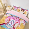 thumbnail image 3 of Erosebridal Ice Cream Baseball Print Twin Bedding For Kids,Boys Sport Theme Personalized Initial A Duvet Cover Set,Pink Reversible,2pcs,No Comforter, 3 of 5